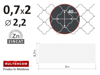 Декоративная сетка, ОЦ.; d.2.2, H-0.70m, L-2.00m 40*40мм
