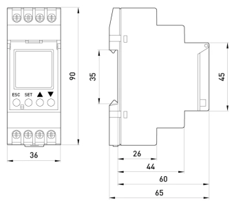 Реле контроля напряжения e.control.v06, трехфазное цифровое