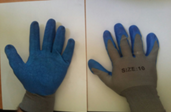 Перчатки защитные серо-синие прорезиненные