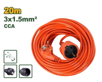Удлинитель электрический, оранжевый (1 гнездо) сечением 3*1,5mm²; 20m; 10A-250V; JDEJAG05 Jadever