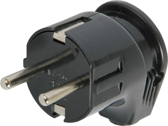 Вилка бытовая e.plug.angle.008.16, c з/к, 16А угловая черная E.NEXT