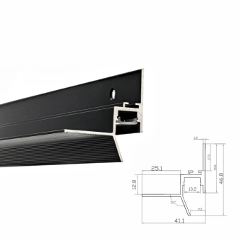 Профиль скрытого типа для потолка, UB1, матовый черный, 2,5 м