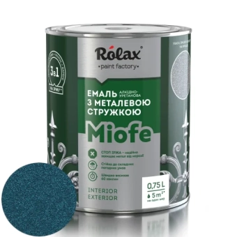Срок Эмаль Алкидно-уретановая с металлической стружкой MIOFE, Голубой, ROLAX 0.75L