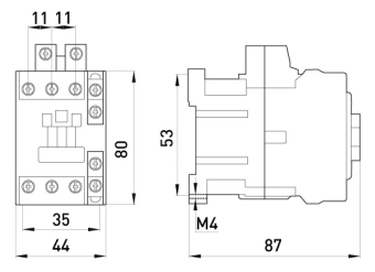 Контактор e.industrial.ukc.18.230,18A,230B,1no+1nc