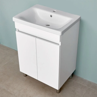 Шкаф напольный Trend Duo белый матовый под умывальник Soft 650