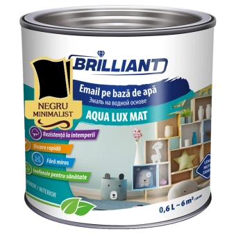 Эмаль акриловая матовая Aqua Lux Matt black minimalist 0.6л Brilliant