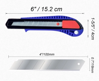 Нож канцелярский с рукояткой PP, сталь CK75, 18мм, SALI