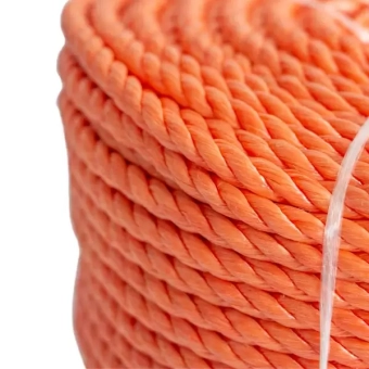 Веревка полипропиленовая трехпрядная крученая 8мм х 100м, оранжевая