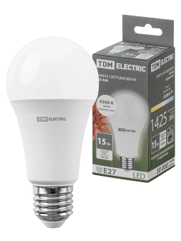 Лампа светодиодная А60 15 Вт, 230 В, 6500 К, E27 TDM SQ0340-0381