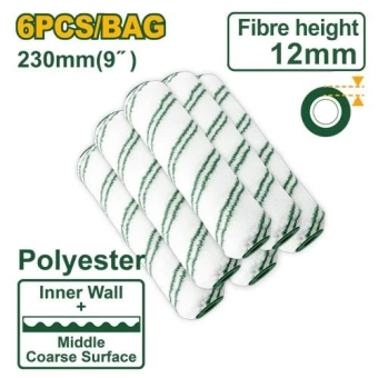 Валики сменные, полиэстер, ворс-12мм, ширина - 230мм (упаковка - 6шт); Jadever
