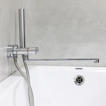 Смеситель для ванны и умывальника на стену с гарнитурой для душа - MAT│ECO Серия FRANCO - вентильный, хром