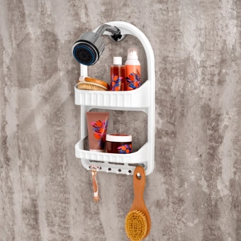 Полка для ванной Dunya Plastik 2 яруса, на присосках, пластиковая, 122x267x501 мм (Арт. 09164)