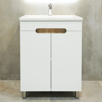 Шкаф напольный Etna Duo белый матовый под умывальник Argo 600