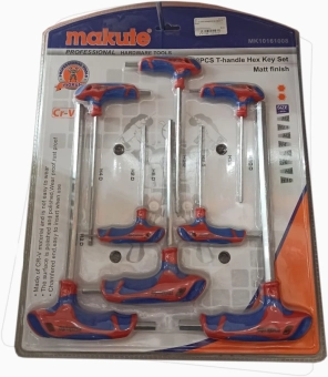 Профессиональный набор ключей Hex (шестигранники) с пластиковой "Т" образной рукояткой 8шт, Makute