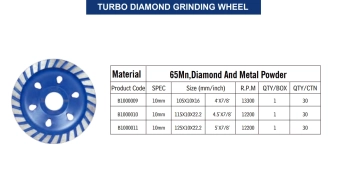 Диск Алмазный Шлифовальный Однорядный Turbo 10 мм, 125*10*22,2 мм, Sali