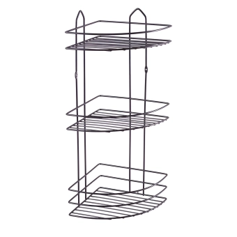 Полка угловая для ванной Perilla 3 яруса, 210х280х520 мм, металлическая, черная 71304