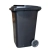 Пластиковый контейнер с крышкой и резиновыми колесами, 240 л, черный. Пластиковый контейнер с крышкой и резиновыми колесами, 240 л, черный.
