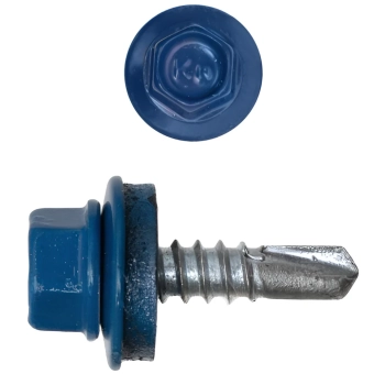 Саморез 4,8x55мм RAL5005 по дереву кровельный_EPDM