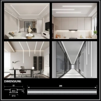 Алюминиевый профиль встраиваемый в гипсокартон 3m/set 61*14mm PL-6114-A 3m PANLIGHT