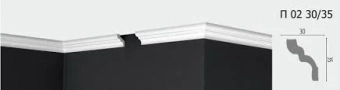 Плинтус потолочный Де-Багет П 02 30/35, 30х35х2000 мм, полистирол XPS