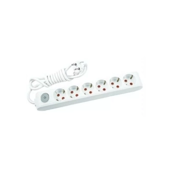 Удлинитель 6 розеток с заземлением и кнопкой вкл / выкл Multi - Let Viko by Panasonic. 2 м. Белый