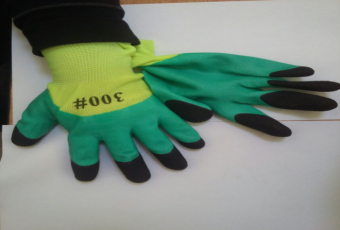 Перчатки защитные зеленые 2 цвета высоко прорезиненные