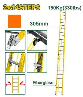 Выдвижная фиберглассовая лестница 2x14 ступеней 7,9 м JDLD0928 Jadever