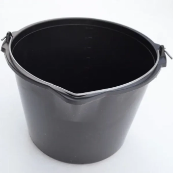 Ведро строительное 12L, пластик, с носиком, черный, Инагропром
