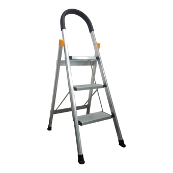 Алюминиевая бытовая лестница-стремянка на 3 ступени, с площадкой, EP-30481, Epica Star