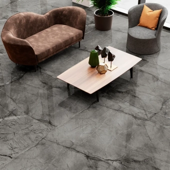 Плитка керамогранит ROOT Silver 60*120 см, глянцевая, серый, мрамор