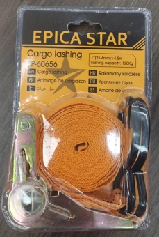 Ремень с натяжителем для крепления груза 25мм*4,5м, EP-60656; Epica Star