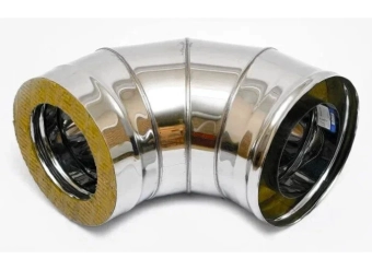 Колено дымохода на 90° Сэндвич (сталь ASI-430/0.5mm+нержавейка) Ø115/210 FERRUM