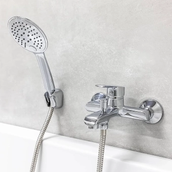 Смеситель для ванны с гарнитурой для душа - MAT│ECO Серия ECRU - однорычажный, хром