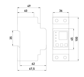 Реле контроля напряжения и тока однофазное 63А с индикацией