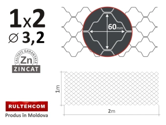 Декоративная сетка, ОЦ; d.3.2, H-1.00m, L-2.00m 60*60мм