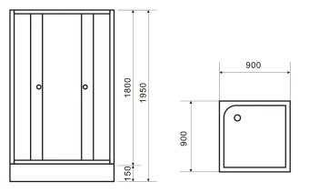 Душевая кабина  BE1023/90GC Mat 4mm 90*90*195 поддон h14cm