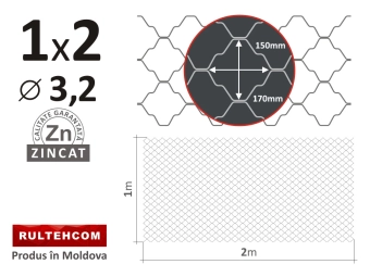 Декоративная сетка, ОЦ; d.3.2, H-1.00m, L-2.00m 150*170мм