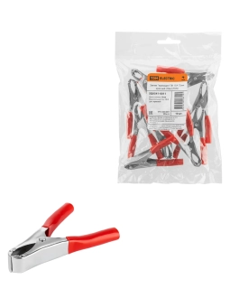 Зажимная клемма тип "Крокодил" 15A 75мм красный TDM 