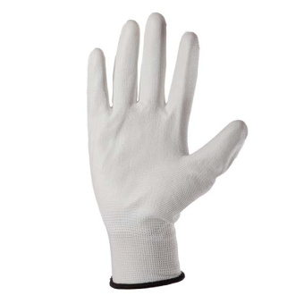 Перчатки антистатичные, полиуретан неполный облив, манжет вязаный, белые 10" Profmet