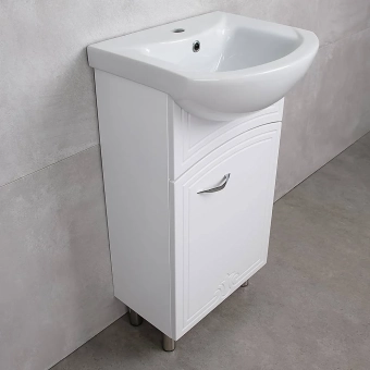 Шкаф для ванной напольный BAYRO DECO ONE под умывальник ZENON 450 правый белый