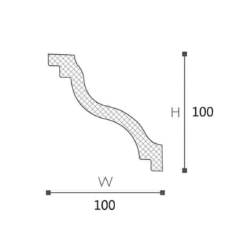 Плинтус потолочный D40 LX -165 100x100мм 2м
