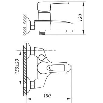 Смеситель для ванны ZERIX FAD-A279, однорычажный, хром, с коротким изливом