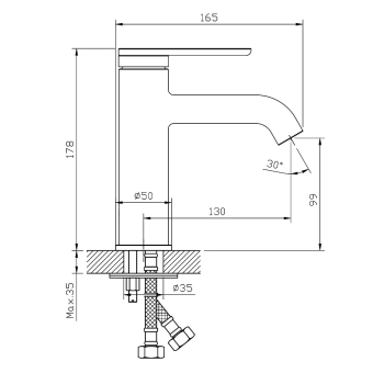Смеситель для умывальника - MAT│ECO Серия GRAND - на умывальник, однорычажный, черный