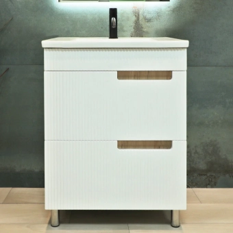 Шкаф напольный Positano белый матовый под умывальник Argo 600 Bayro