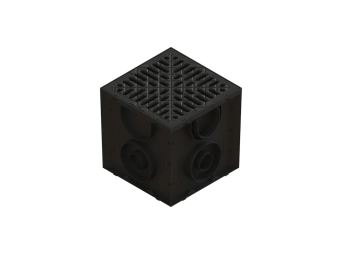 Дождеприемник квадратный ливневой PolyMax Basic с корзиной в комплекте (300x300x300)