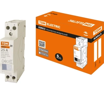 Контактор модульный КМ63/2-25 1НО+1НЗ 2П 25А TDM