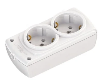 Колодка розеточная 2 гнезда 2P+E 16А белая OLIMPIA Mutlusan