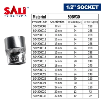 Торцевая головка 1/2" 17мм сталь 50BV30, SALI