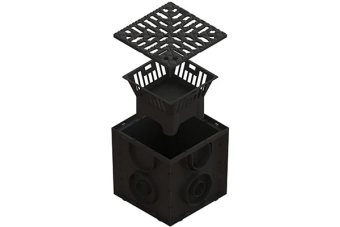 Дождеприемник квадратный ливневой PolyMax Basic с корзиной в комплекте (300x300x300)