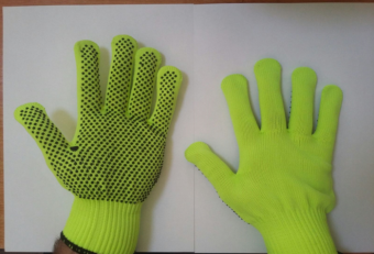 Перчатки защитные трикотажные с антискользящим покрытием светло-зеленые